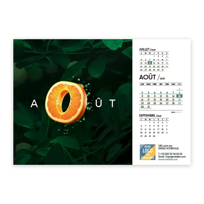 Calendrier chevalet A5 (21x15 cm) personnalisé - Typomix