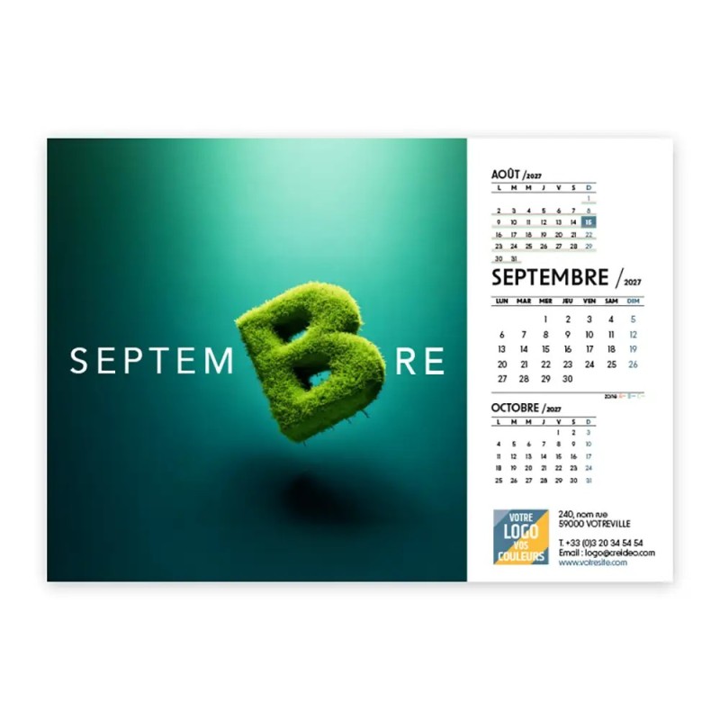 Calendrier chevalet A5 (21x15 cm) personnalisé - Typomix