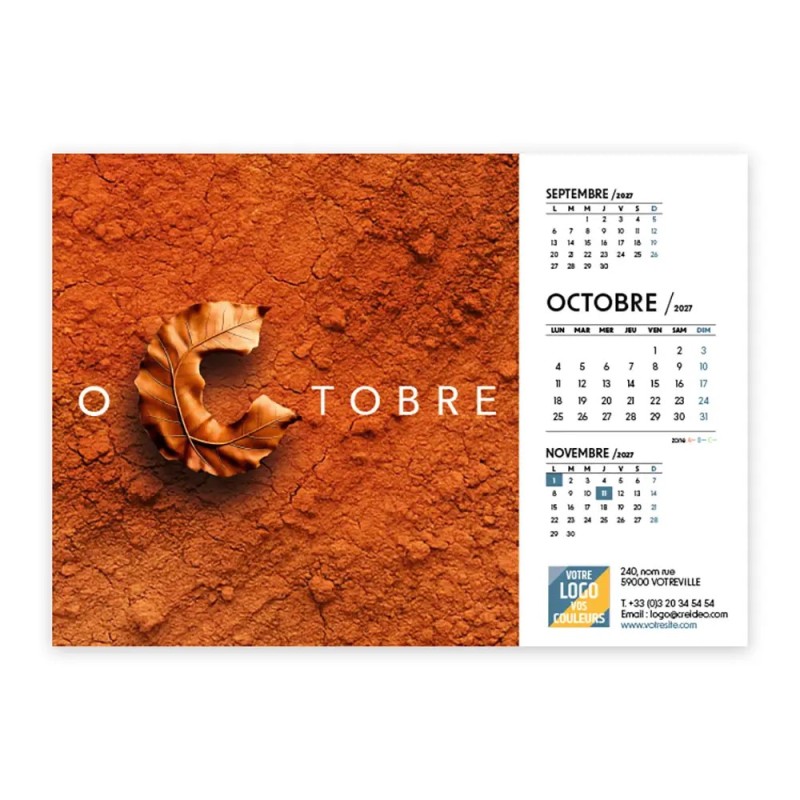 Calendrier chevalet A5 (21x15 cm) personnalisé - Typomix