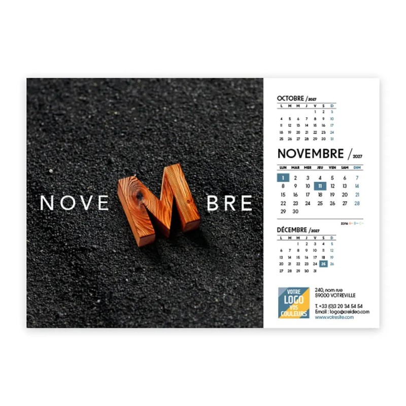 Calendrier chevalet A5 (21x15 cm) personnalisé - Typomix