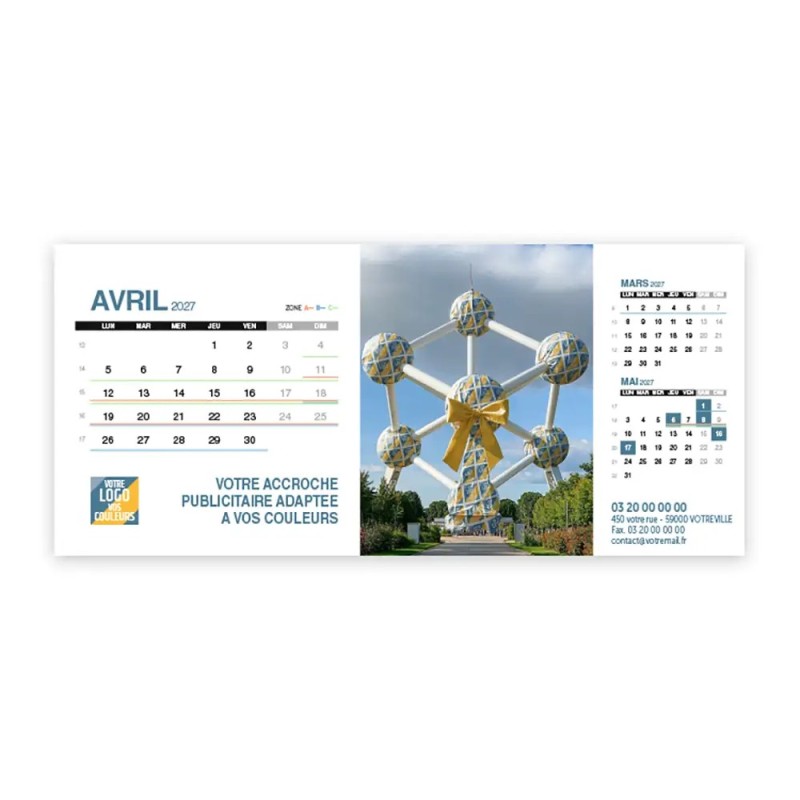 Calendrier chevalet support de téléphone Supra (22,8x10,3cm)  - Logo intégré Emballage