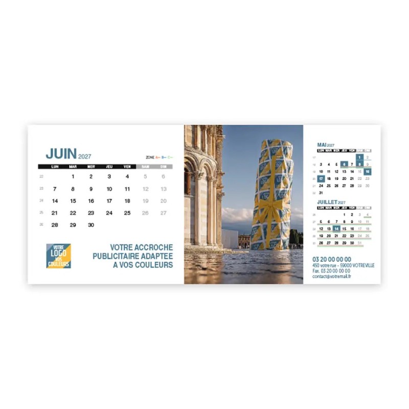 Calendrier chevalet support de téléphone Supra (22,8x10,3cm)  - Logo intégré Emballage