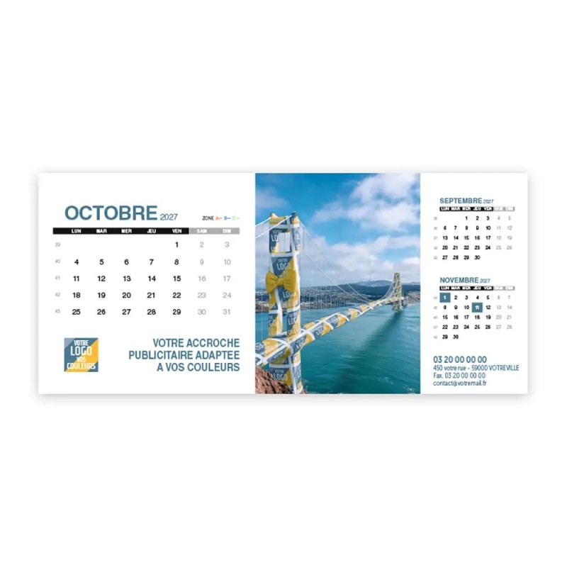 Calendrier chevalet support de téléphone Supra (22,8x10,3cm)  - Logo intégré Emballage