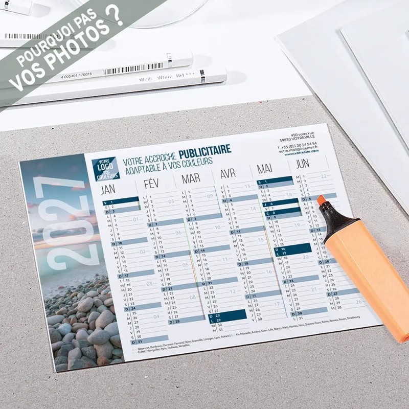 Calendrier bancaire A5 souple personnalisé - Grand visuel