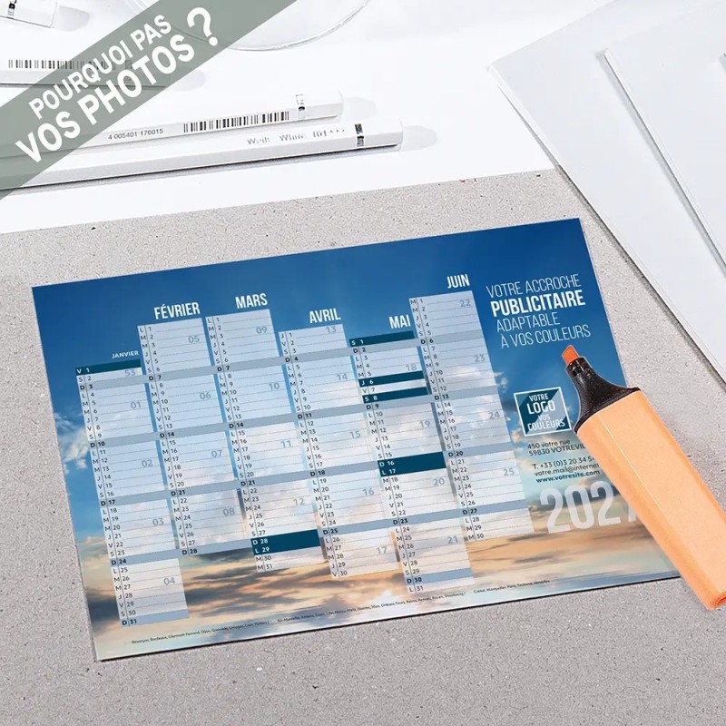 Calendrier bancaire A5 souple personnalisé - Spacieux