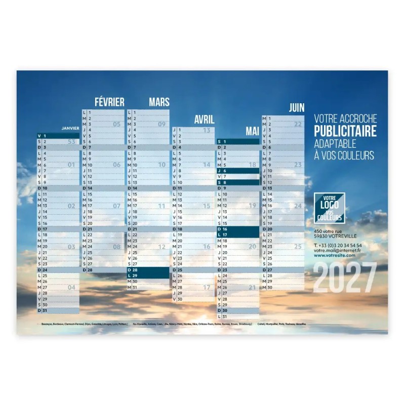 Calendrier bancaire A5 souple personnalisé - Spacieux