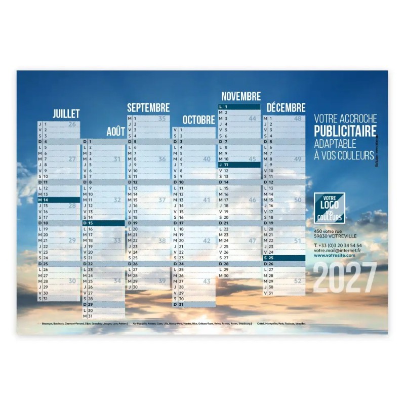 Calendrier bancaire A5 souple personnalisé - Spacieux