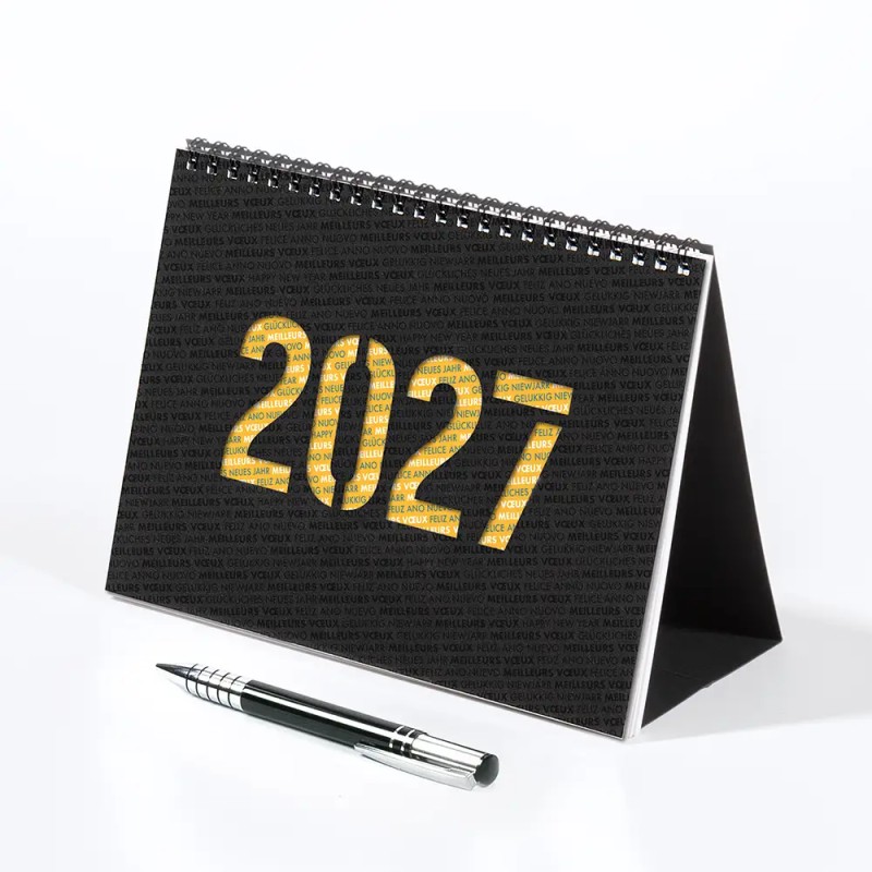 Calendrier chevalet A5 luxe noir (21x15 cm) personnalisé - Vos photos