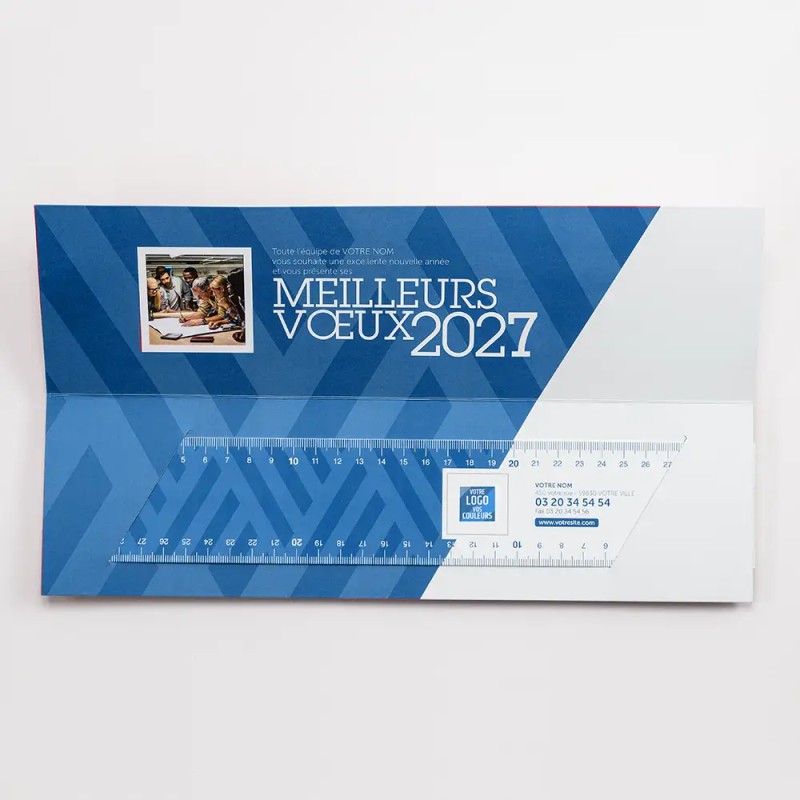 Règle et carte de vœux personnalisées
