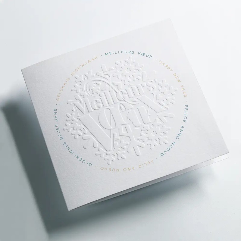 Carte de vœux carrée personnalisée en relief - Coton