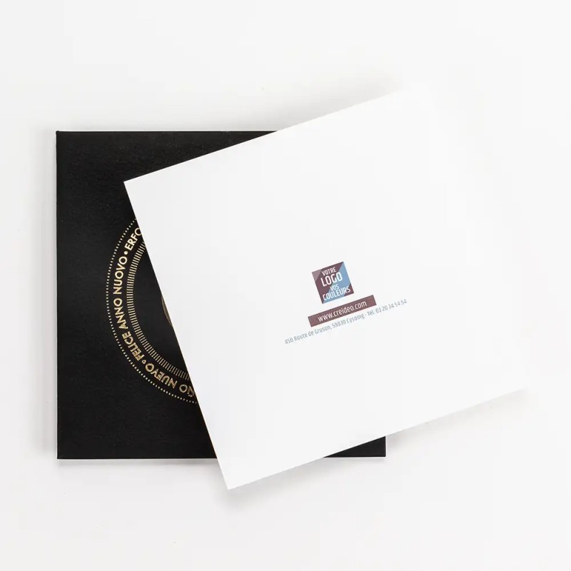 Carte de vœux personnalisée étui noir avec dorure - Hématite
