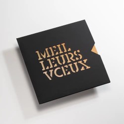 Carte de vœux carrée personnalisée étui noir - Saphir