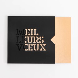 Carte de vœux carrée personnalisée étui noir - Saphir