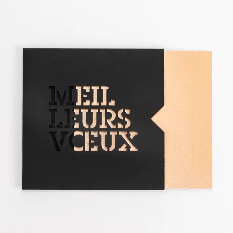 Carte de vœux carrée personnalisée étui noir - Saphir
