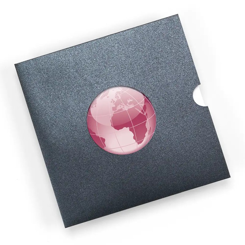 Carte de vœux personnalisée étui noir découpe ronde - Eclipse