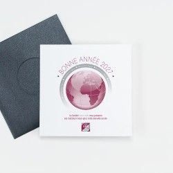 Carte de vœux personnalisée étui noir découpe ronde - Eclipse