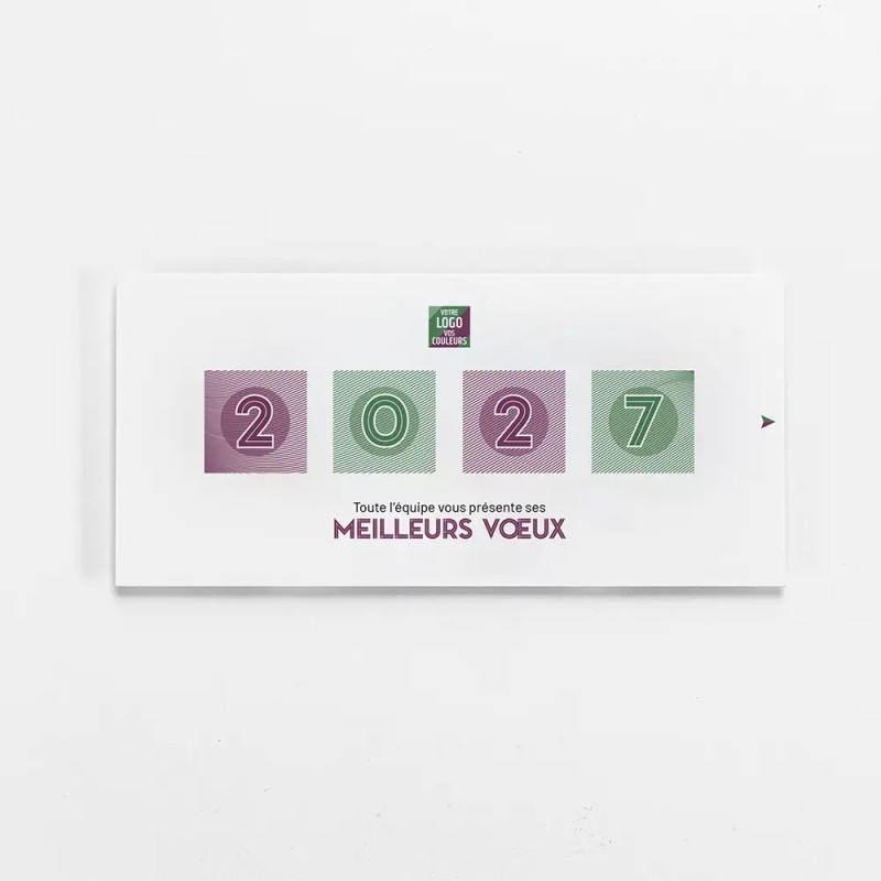 Carte de vœux personnalisée étui blanc à hublots