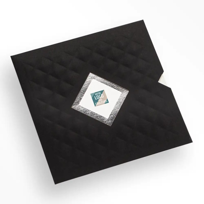 Carte de vœux personnalisée étui noir avec dorure - Agate