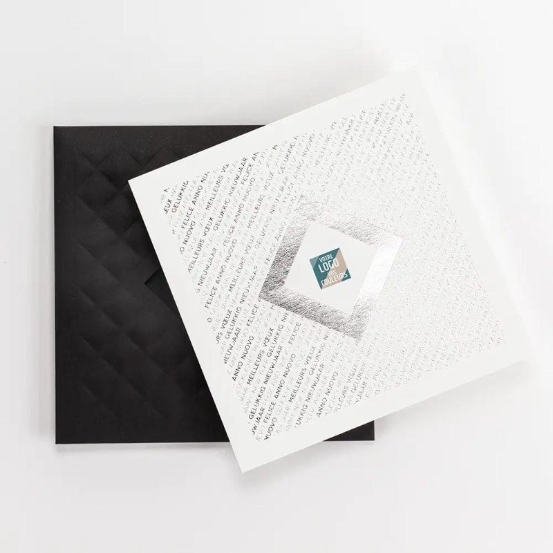 Carte de vœux personnalisée étui noir avec dorure - Agate