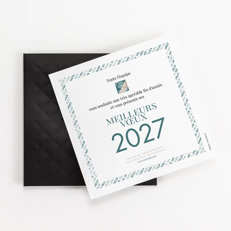 Carte de vœux personnalisée étui noir avec dorure - Agate