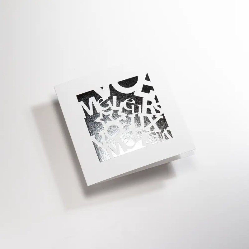 Carte de vœux carrée personnalisée dorure - Typo