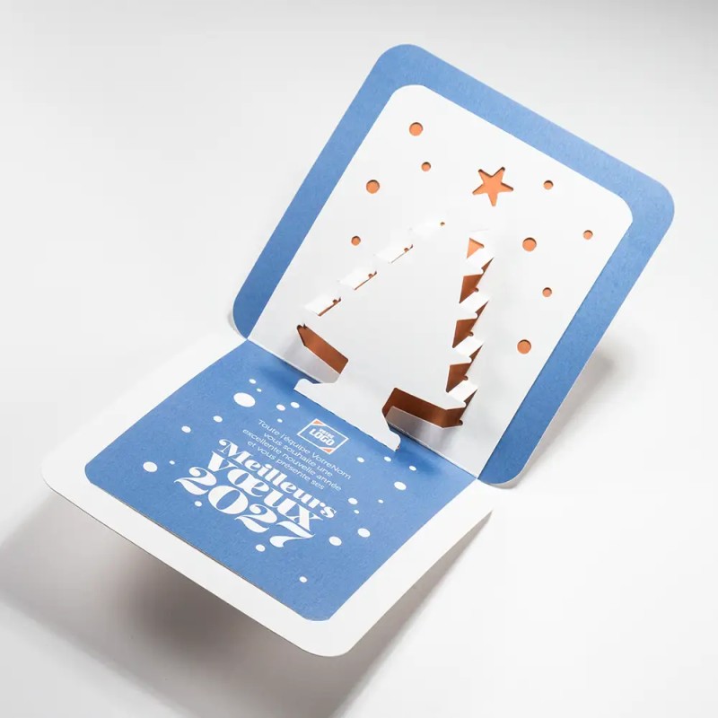 Carte de vœux personnalisée découpe pop up - Sapin