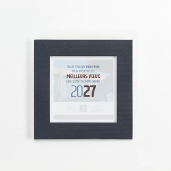 Carte de vœux carrée personnalisée étui bleu - Cadravœux