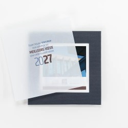 Carte de vœux carrée personnalisée étui bleu - Cadravœux