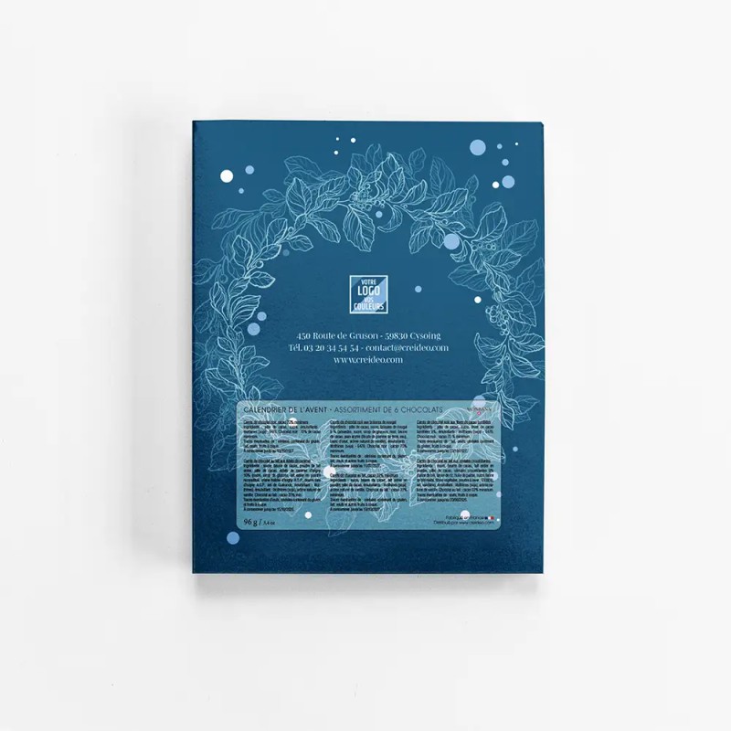 Calendrier de l'avent personnalisé carrés de chocolat - Book Solstice nuit