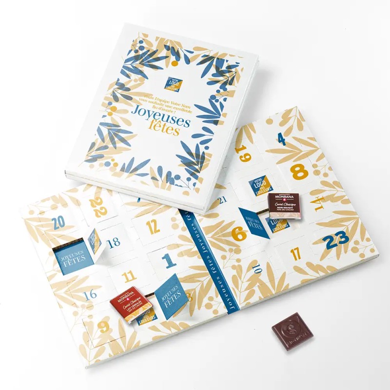 Calendrier de l'avent personnalisé carrés de chocolat - Book Ramures