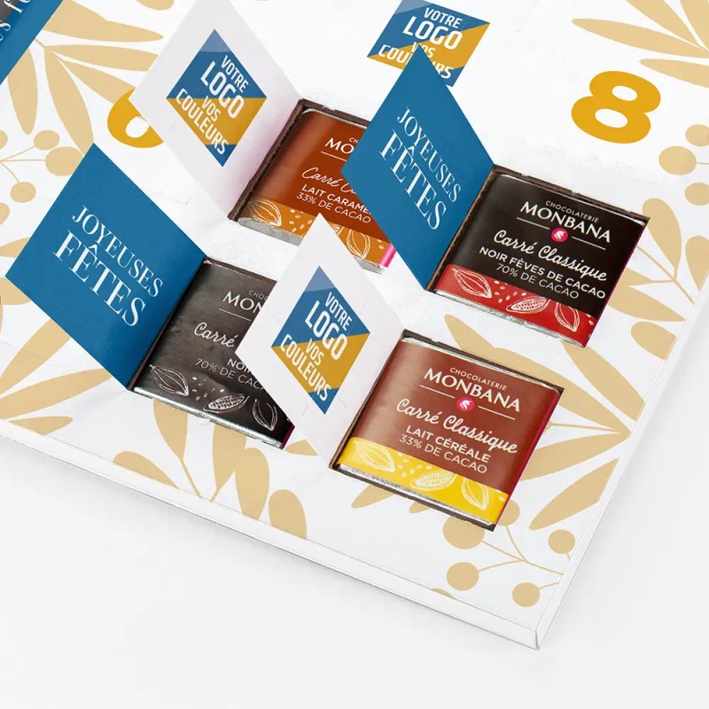 Calendrier de l'avent personnalisé carrés de chocolat - Book Ramures