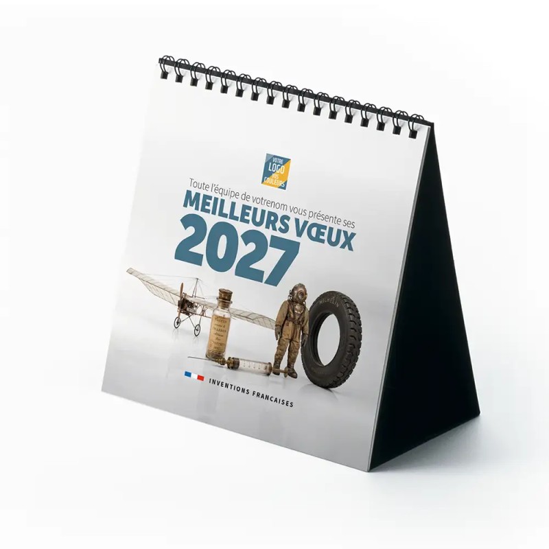 Calendrier chevalet carré (15x15 cm) personnalisé - Inventions Françaises