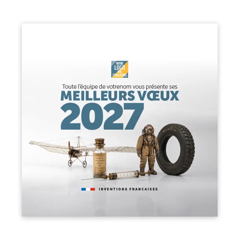 Calendrier chevalet carré (15x15 cm) personnalisé - Inventions Françaises