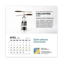 Calendrier chevalet carré (15x15 cm) personnalisé - Inventions Françaises
