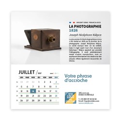 Calendrier chevalet carré (15x15 cm) personnalisé - Inventions Françaises