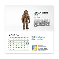 Calendrier chevalet carré (15x15 cm) personnalisé - Inventions Françaises