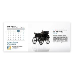 Calendrier chevalet horizontal (23x10 cm) personnalisé - Inventions Françaises