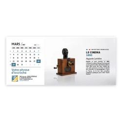 Calendrier chevalet horizontal (23x10 cm) personnalisé - Inventions Françaises