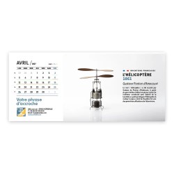 Calendrier chevalet horizontal (23x10 cm) personnalisé - Inventions Françaises