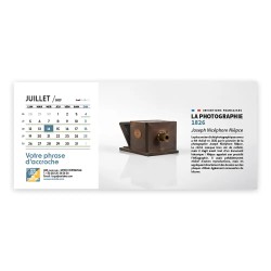 Calendrier chevalet horizontal (23x10 cm) personnalisé - Inventions Françaises