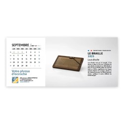 Calendrier chevalet horizontal (23x10 cm) personnalisé - Inventions Françaises
