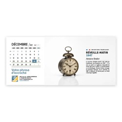 Calendrier chevalet horizontal (23x10 cm) personnalisé - Inventions Françaises