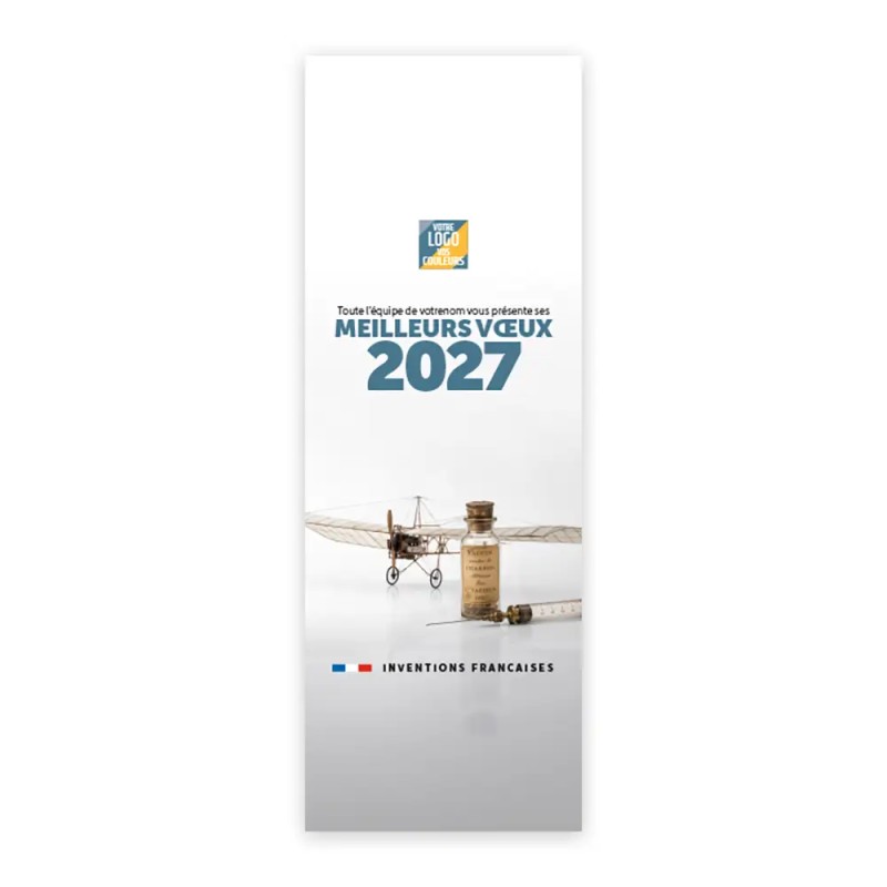 Calendrier chevalet vertical (21x7,5 cm) personnalisé - Inventions Françaises