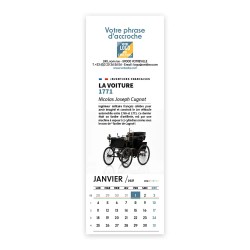 Calendrier chevalet vertical (21x7,5 cm) personnalisé - Inventions Françaises