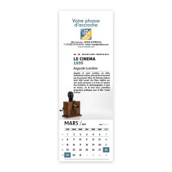Calendrier chevalet vertical (21x7,5 cm) personnalisé - Inventions Françaises