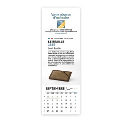 Calendrier chevalet vertical (21x7,5 cm) personnalisé - Inventions Françaises