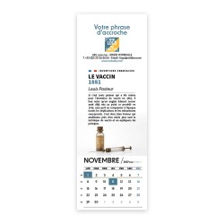 Calendrier chevalet vertical (21x7,5 cm) personnalisé - Inventions Françaises