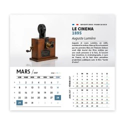 Calendrier chevalet intégral (15x18 cm) personnalisé - Inventions Françaises
