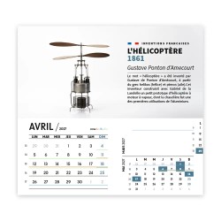 Calendrier chevalet intégral (15x18 cm) personnalisé - Inventions Françaises
