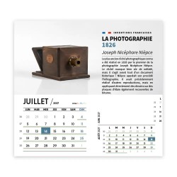 Calendrier chevalet intégral (15x18 cm) personnalisé - Inventions Françaises